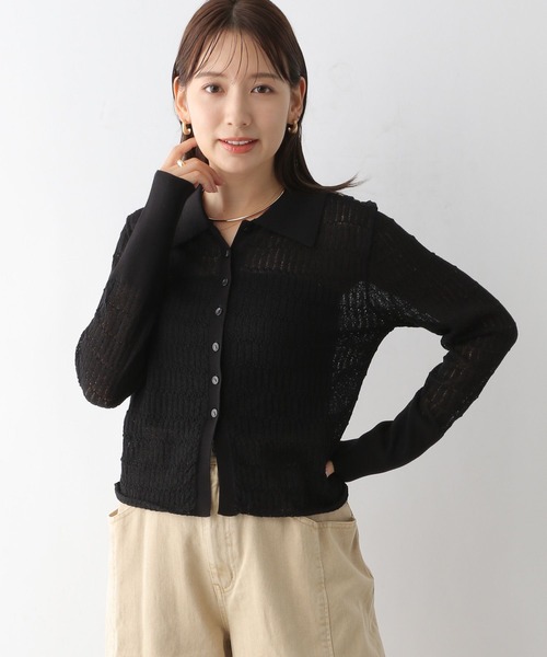 LEPSIM（レプシィム）の「12ゲージ透かしポロプルオーバー　131268（ニット/セーター・レディース・グレイッシュベージュ/ブラック・FREE）」の4枚目の写真