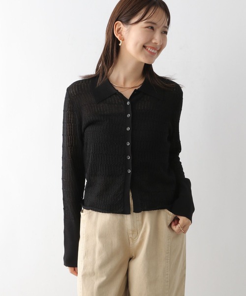 LEPSIM（レプシィム）の「12ゲージ透かしポロプルオーバー　131268（ニット/セーター・レディース・グレイッシュベージュ/ブラック・FREE）」の5枚目の写真