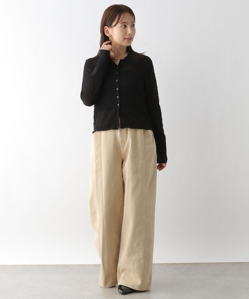 LEPSIM（レプシィム）の「12ゲージ透かしポロプルオーバー　131268（ニット/セーター・レディース・グレイッシュベージュ/ブラック・FREE）」の6枚目の写真