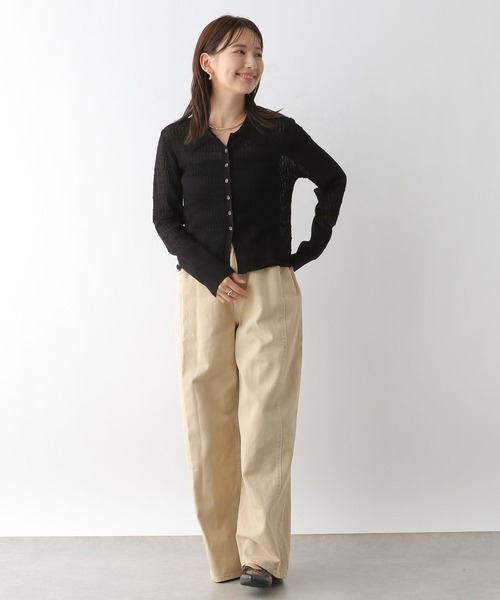 LEPSIM（レプシィム）の「12ゲージ透かしポロプルオーバー　131268（ニット/セーター・レディース・グレイッシュベージュ/ブラック・FREE）」の7枚目の写真