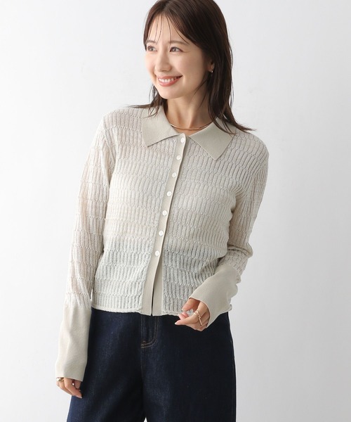 LEPSIM（レプシィム）の「12ゲージ透かしポロプルオーバー　131268（ニット/セーター・レディース・グレイッシュベージュ/ブラック・FREE）」の10枚目の写真