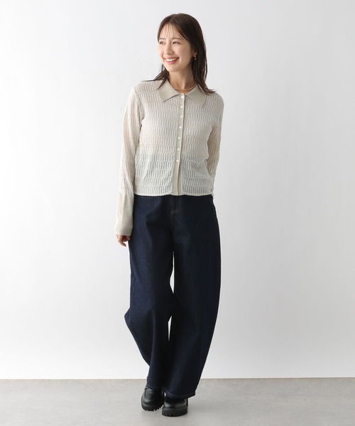 LEPSIM（レプシィム）の「12ゲージ透かしポロプルオーバー　131268（ニット/セーター・レディース・グレイッシュベージュ/ブラック・FREE）」の12枚目の写真