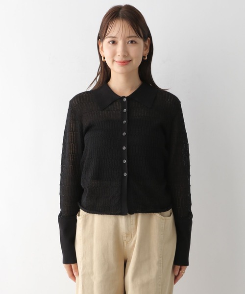 LEPSIM（レプシィム）の「12ゲージ透かしポロプルオーバー　131268（ニット/セーター・レディース・グレイッシュベージュ/ブラック・FREE）」の16枚目の写真