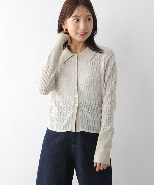 LEPSIM（レプシィム）の「12ゲージ透かしポロプルオーバー　131268（ニット/セーター・レディース・グレイッシュベージュ/ブラック・FREE）」の8枚目の写真