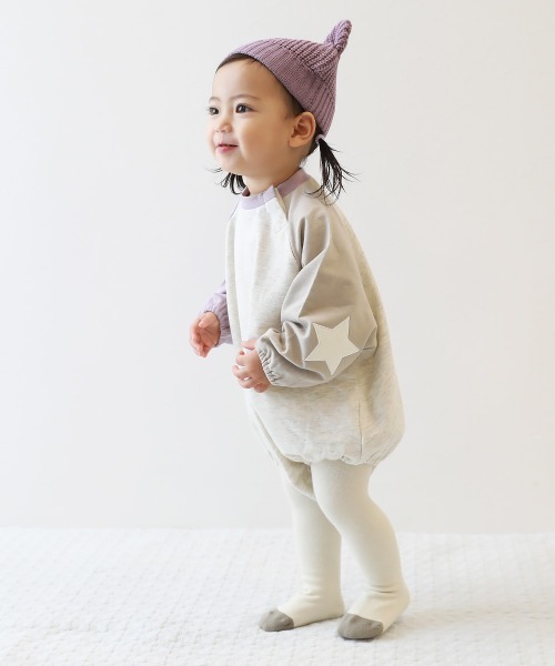 devirock（デビロック）の「洗える ベビー おでこがチクチクしない どうぶつ耳付きニット帽（ニットキャップ/ビーニー・キッズ・チャコール/アイボリー/パープル系6・46-48cm）」の7枚目の写真