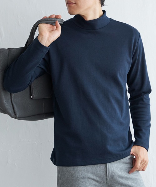 ikka（イッカ）の「ポンチモックネックロンTシャツ（Tシャツ/カットソー・メンズ・ホワイト/ネイビー/ブラック/グレー・XL/L/M/S）」の4枚目の写真