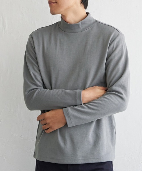 ikka（イッカ）の「ポンチモックネックロンTシャツ（Tシャツ/カットソー・メンズ・ホワイト/ネイビー/ブラック/グレー・XL/L/M/S）」の3枚目の写真