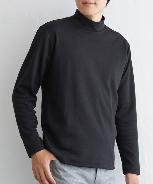 ikka（イッカ）の「ポンチモックネックロンTシャツ（Tシャツ/カットソー・メンズ・ホワイト/ネイビー/ブラック/グレー・XL/L/M/S）」の2枚目の写真