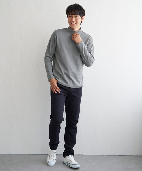 ikka（イッカ）の「ポンチモックネックロンTシャツ（Tシャツ/カットソー・メンズ・ホワイト/ネイビー/ブラック/グレー・XL/L/M/S）」の11枚目の写真