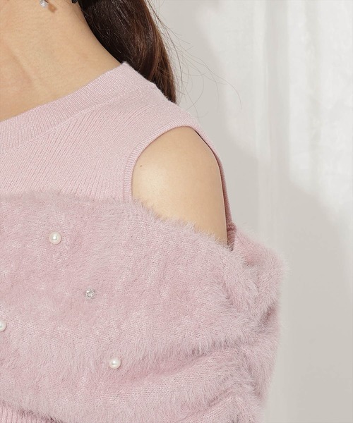 WILLSELECTION(ウィルセレクション)の「シャギーリボンビジュートップス(ニット/セーター・レディース・オフホワイト/ブラック/ピンク・FREE)」の11枚目の写真