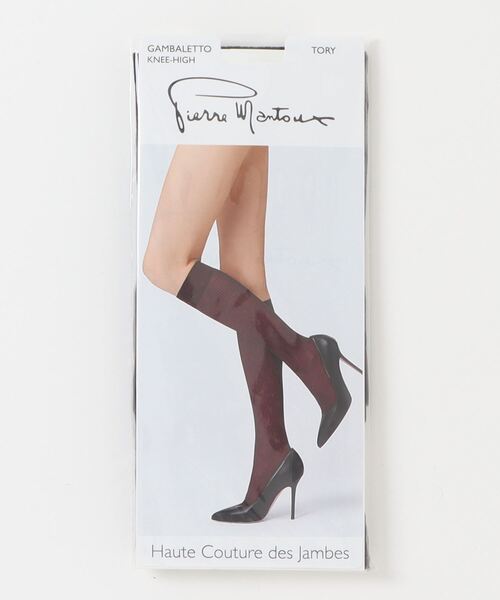 ROPE'（ロペ）の「【Pierre Mantoux】 GAMBALETTO TORY（ストライプハイソックス）（ソックス/靴下・レディース・ブラック/ワイン・FREE）」の2枚目の写真