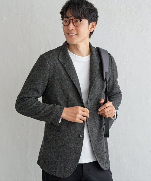IKKA LOUNGE（イッカラウンジ）の「【イージーケア】GOKU楽ワークワッフルスタンドジャケット（テーラードジャケット・メンズ・チャコール/ネイビー・S/M/L/XL）」の3枚目の写真