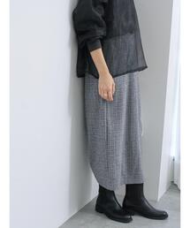 Samansa Mos2 blue | チェック柄カットジャカードナロースカート(スカート)