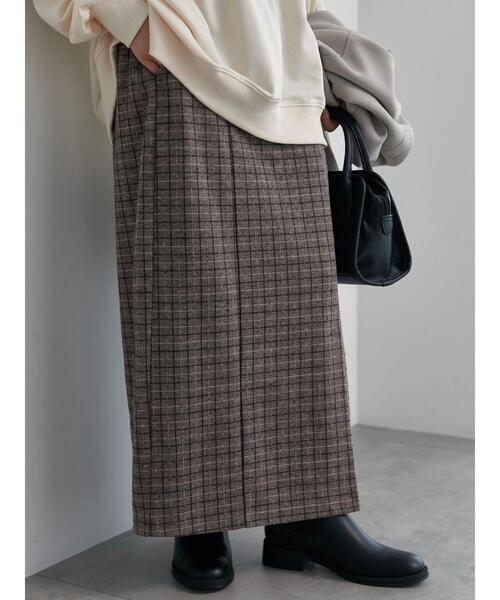 Samansa Mos2 blue（サマンサモスモスブルー）の「チェック柄カットジャカードナロースカート（スカート・レディース・モカ/ブラック/ブラウン/チャコールグレー・F）」の6枚目の写真