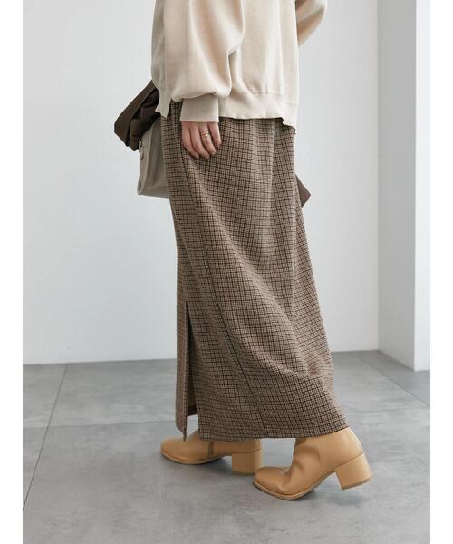 Samansa Mos2 blue（サマンサモスモスブルー）の「チェック柄カットジャカードナロースカート（スカート・レディース・モカ/ブラック/ブラウン/チャコールグレー・F）」の14枚目の写真