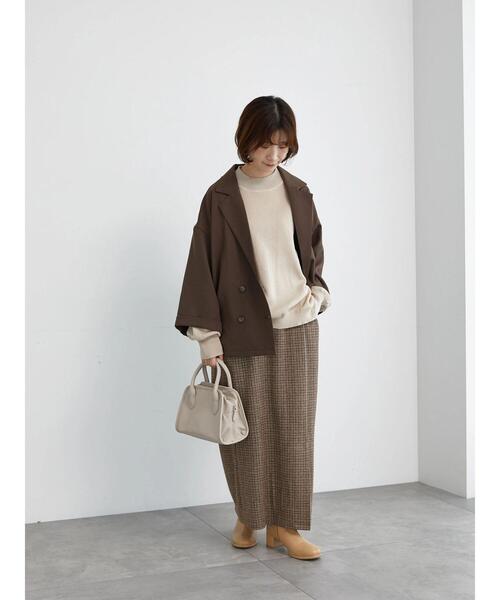 Samansa Mos2 blue（サマンサモスモスブルー）の「チェック柄カットジャカードナロースカート（スカート・レディース・モカ/ブラック/ブラウン/チャコールグレー・F）」の18枚目の写真