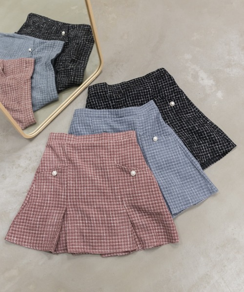 CLETTE(クレット)の「パールボタンツイードミニスカート(スカート・レディース・ピンク/ブルー/ブラック・3L/4L/LL)」の5枚目の写真