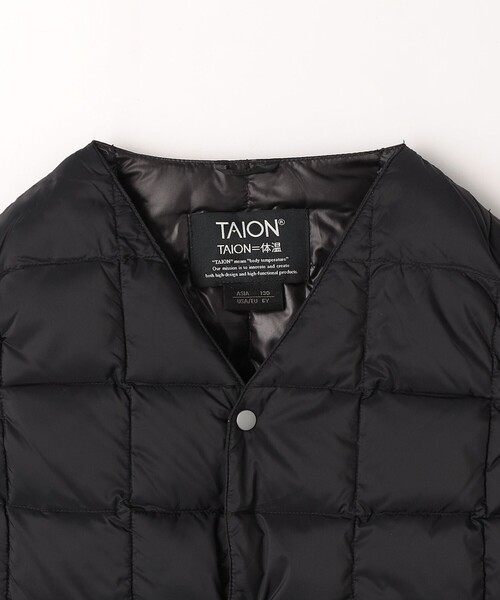TAION（タイオン）の「＜TAION＞ベーシック Vネックボタン インナーダウンベスト / キッズ  110cm-130cm（ダウンベスト・キッズ・ブラック/モカ/ベージュ/ケリーグリーン・120cm/130cm/110cm）」の15枚目の写真