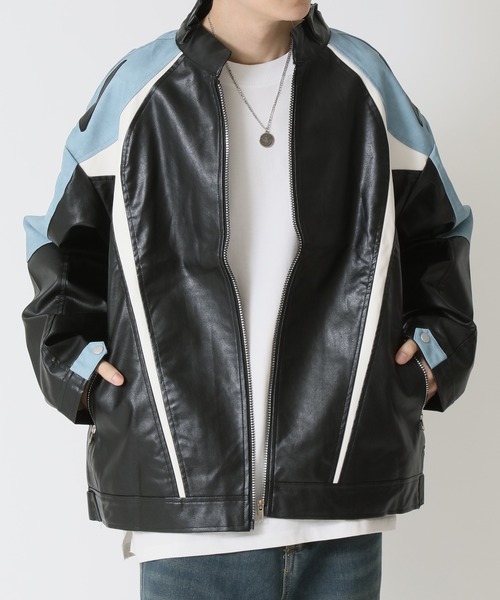 セール】春服 オーバーサイズ 配色切替 レーシングデザイン 合成