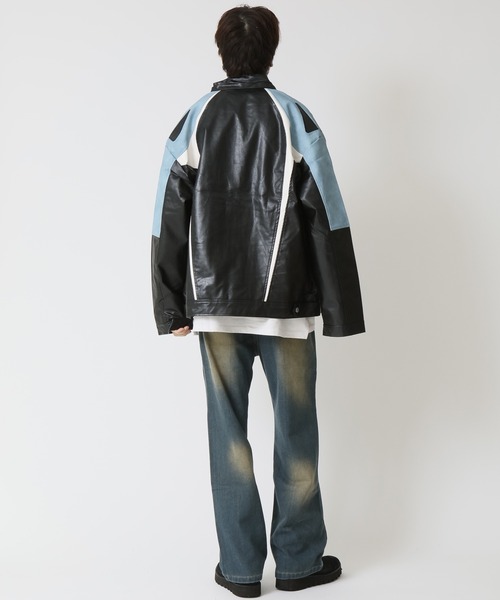 セール】春服 オーバーサイズ 配色切替 レーシングデザイン 合成