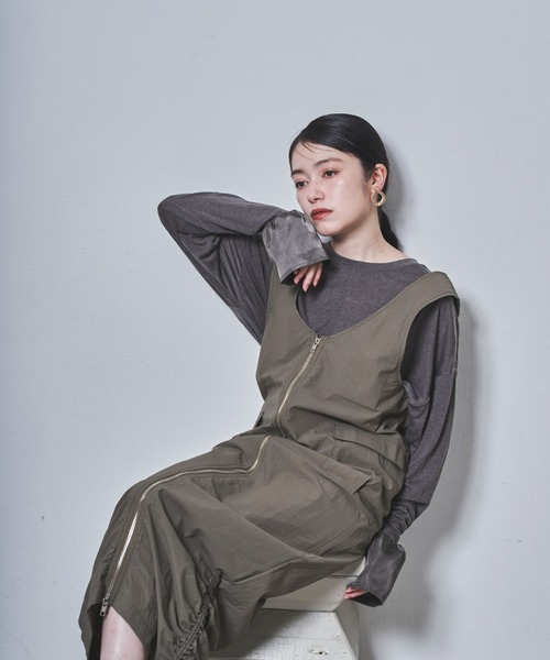 tarin arin(タリンアリン)の「【150㎝前後の小柄さんサイズ】ラッフルスリーブシアーTシャツ(Tシャツ/カットソー・レディース・チャコールグレー/ホワイト・S/M)」の22枚目の写真