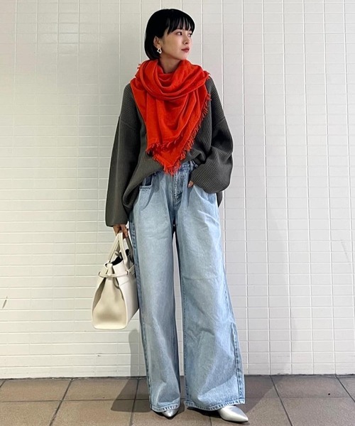 DRESSLAVE（ドレスレイブ）の「cashmere stole(カシミヤストール)（ストール/ショール・レディース・グレー/オレンジ/ブラウン・FREE）」の20枚目の写真