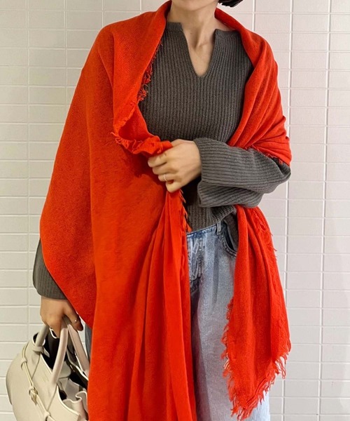 DRESSLAVE（ドレスレイブ）の「cashmere stole(カシミヤストール)（ストール/ショール・レディース・グレー/オレンジ/ブラウン・FREE）」の21枚目の写真