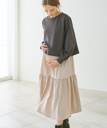 Rosemadame（ローズマダム）の「ダンボールプルオーバー×ティアードスカートドッキングワンピース(マタニティ&授乳服）授乳口付き 授乳楽々 妊婦服 産前・産後対応（マタニティウェア/グッズ・レディース）」