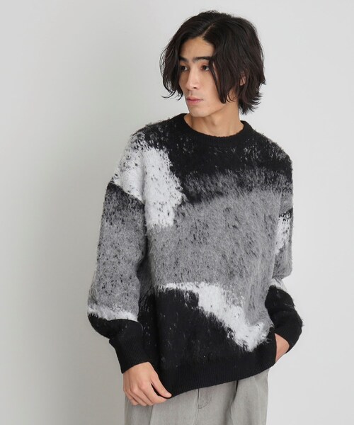 THE SHOP TK (ザ ショップ ティーケー )の「◆グラデーションシャギーニット ビッグシルエット(ニット/セーター・メンズ・ネイビー/ブラック・02/03)」の2枚目の写真
