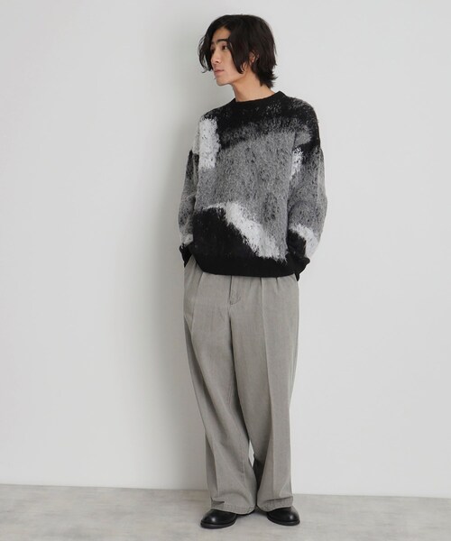 THE SHOP TK (ザ ショップ ティーケー )の「◆グラデーションシャギーニット ビッグシルエット(ニット/セーター・メンズ・ネイビー/ブラック・02/03)」の5枚目の写真
