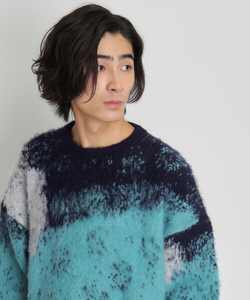 THE SHOP TK (ザ ショップ ティーケー )の「◆グラデーションシャギーニット ビッグシルエット(ニット/セーター・メンズ・ネイビー/ブラック・02/03)」の7枚目の写真