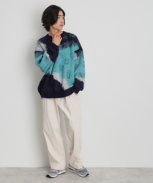 THE SHOP TK (ザ ショップ ティーケー )の「◆グラデーションシャギーニット ビッグシルエット(ニット/セーター・メンズ・ネイビー/ブラック・02/03)」の9枚目の写真