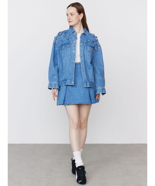 セール】3D FLOWER DENIM BLOUSON/3Dフラワーデニムブルゾン