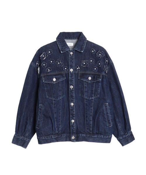 kittyママ　　　　ジャケット　ホワイトデニム　ビジュー　花柄　白 kittyママ ジャケット ホワイトデニム ビジュー 花柄 白 kittyママ様