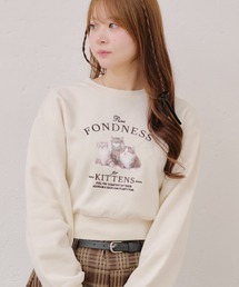 裏起毛ネコプリントスウェット