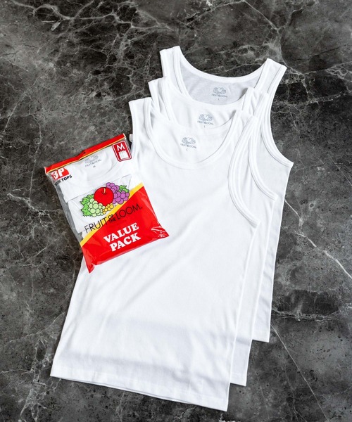 FRUIT OF THE LOOM（フルーツオブザルーム）の「FRUIT OF THE LOOM フルーツオブザルーム 3Pリブタンクトップ（タンクトップ・メンズ・グレー/ブラック/ホワイト・M/L/XL）」の16枚目の写真