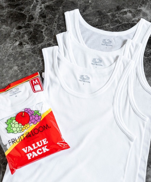 FRUIT OF THE LOOM（フルーツオブザルーム）の「FRUIT OF THE LOOM フルーツオブザルーム 3Pリブタンクトップ（タンクトップ・メンズ・グレー/ブラック/ホワイト・M/L/XL）」の17枚目の写真