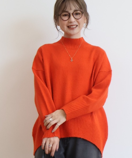 AMERICAN HOLIC（アメリカンホリック）の「モックネックコクーンニットプルオーバー（ニット/セーター・レディース・ブラック/レッド/ブルー/アイボリー/杢グレー・M/L）」の5枚目の写真