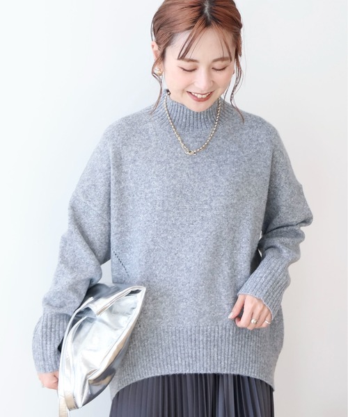 AMERICAN HOLIC（アメリカンホリック）の「モックネックコクーンニットプルオーバー（ニット/セーター・レディース・ブラック/レッド/ブルー/アイボリー/杢グレー・M/L）」の9枚目の写真