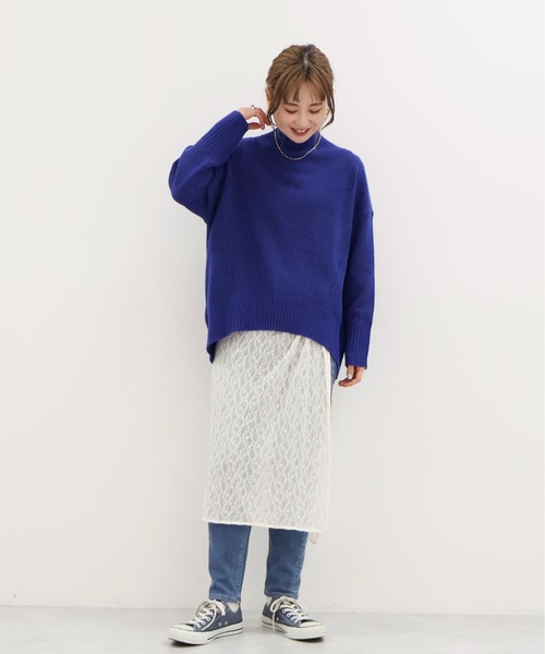 AMERICAN HOLIC（アメリカンホリック）の「モックネックコクーンニットプルオーバー（ニット/セーター・レディース・ブラック/レッド/ブルー/アイボリー/杢グレー・M/L）」の21枚目の写真