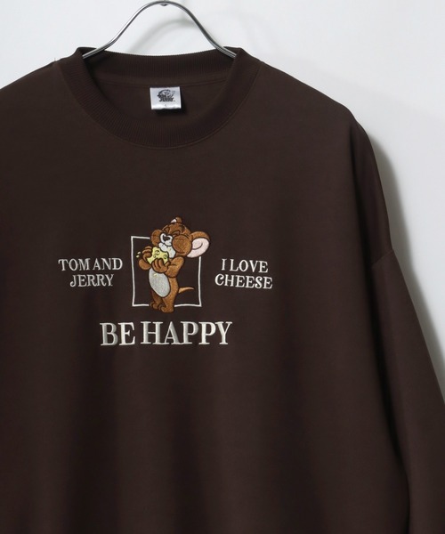 Tom&Jerry(トムアンドジェリー)の「Tom and Jerry/トムとジェリー オーバーサイズ ワンポイント刺繍 バックプリント スウェットトレーナー(スウェット・レディース・ブラック/オフホワイト/ダークブラウン/イエロー・L/M)」の3枚目の写真