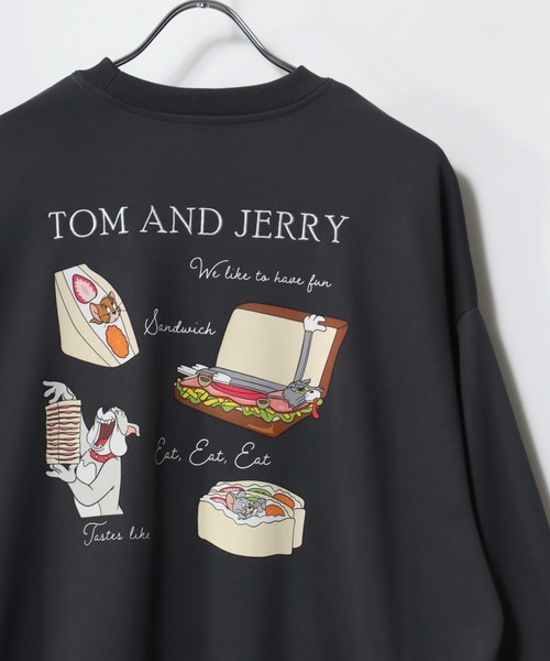 Tom&Jerry(トムアンドジェリー)の「Tom and Jerry/トムとジェリー オーバーサイズ ワンポイント刺繍 バックプリント スウェットトレーナー(スウェット・レディース・ブラック/オフホワイト/ダークブラウン/イエロー・L/M)」の1枚目の写真