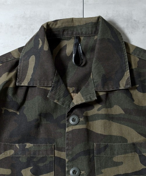 Starting Over(スターティングオーバー)の「bio-wash camouflage open collar jacket / バイオウォッシュ カモフラージュ オープンカラージャケット(ミリタリージャケット・メンズ・グリーン/カーキ/ダークグリーン・XL/M/L)」の7枚目の写真