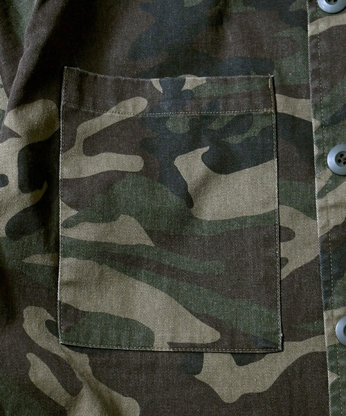 Starting Over(スターティングオーバー)の「bio-wash camouflage open collar jacket / バイオウォッシュ カモフラージュ オープンカラージャケット(ミリタリージャケット・メンズ・グリーン/カーキ/ダークグリーン・XL/M/L)」の8枚目の写真