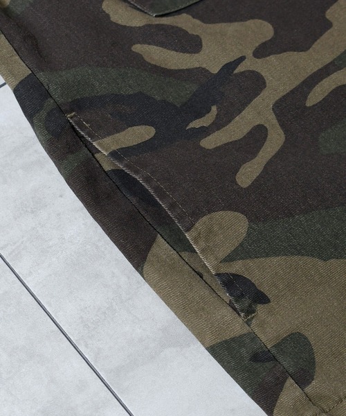 Starting Over(スターティングオーバー)の「bio-wash camouflage open collar jacket / バイオウォッシュ カモフラージュ オープンカラージャケット(ミリタリージャケット・メンズ・グリーン/カーキ/ダークグリーン・XL/M/L)」の9枚目の写真