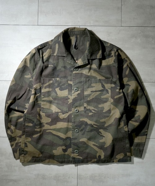 Starting Over(スターティングオーバー)の「bio-wash camouflage open collar jacket / バイオウォッシュ カモフラージュ オープンカラージャケット(ミリタリージャケット・メンズ・グリーン/カーキ/ダークグリーン・XL/M/L)」の13枚目の写真