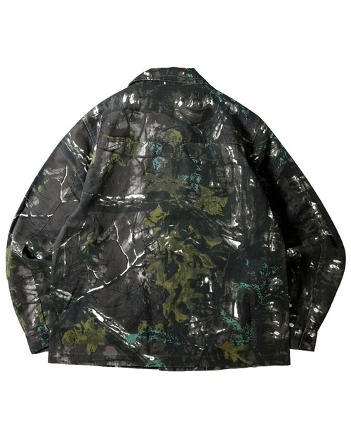 セール】bio-wash camouflage open collar jacket / バイオウォッシュ