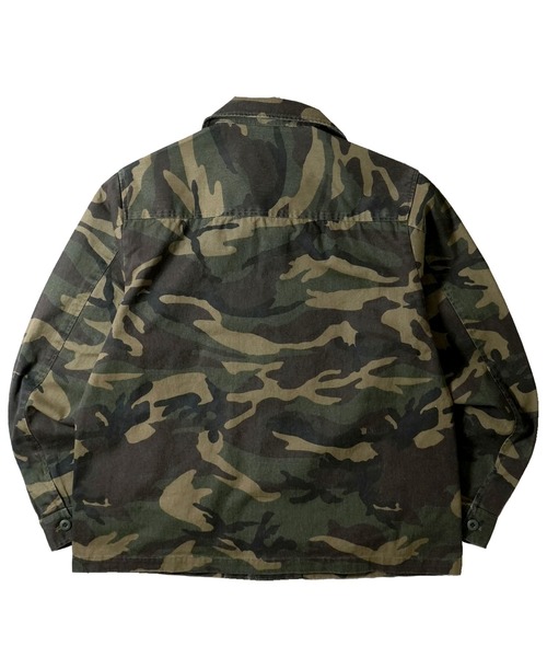 セール】bio-wash camouflage open collar jacket / バイオウォッシュ