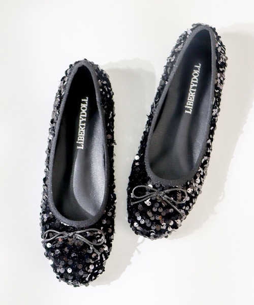 LibertyDoll（リバティードール）の「スパンコール ラウンドトゥフラットバレエシューズ（バレエシューズ・レディース・ブラック系1/シルバー系1・3L/LL/L/M/S/SS）」の2枚目の写真