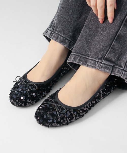 LibertyDoll（リバティードール）の「スパンコール ラウンドトゥフラットバレエシューズ（バレエシューズ・レディース・ブラック系1/シルバー系1・3L/LL/L/M/S/SS）」の4枚目の写真